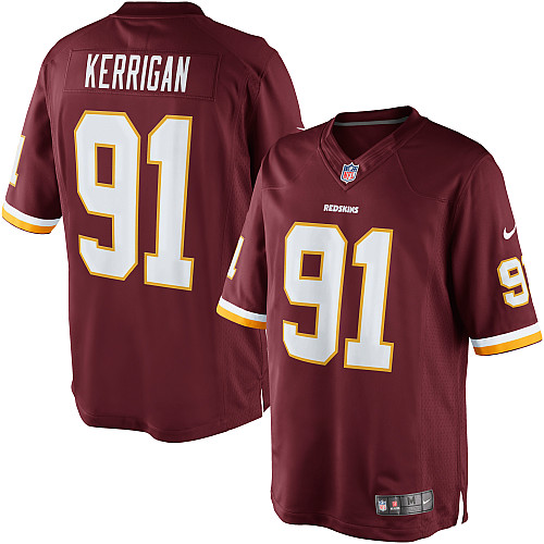 Men's Limited Ryan Kerrigan Nike Jersey Burgundy Red Home - #91 NFL Washington Redskins